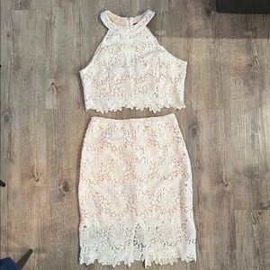 Chic White Lace Two Piece